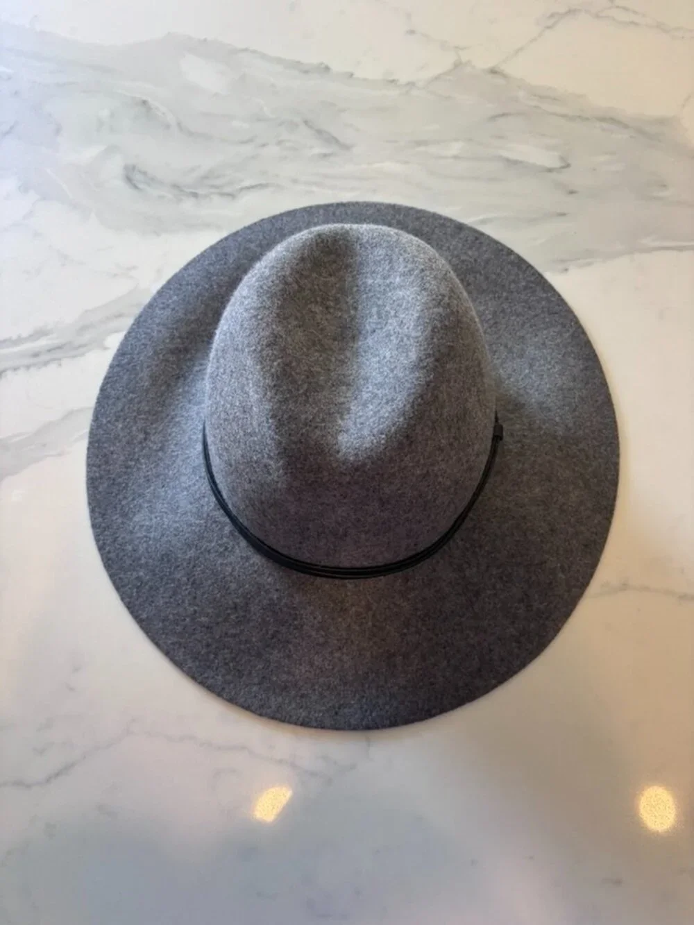 Gray 100% Wool Felt Wide Brim Hat